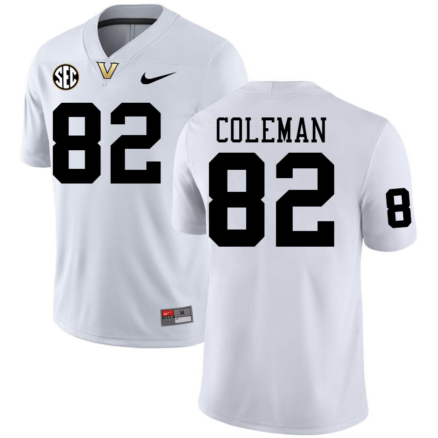 Vanderbilt Commodores #82 Brycen Coleman College Football Jerseys Stitched-White